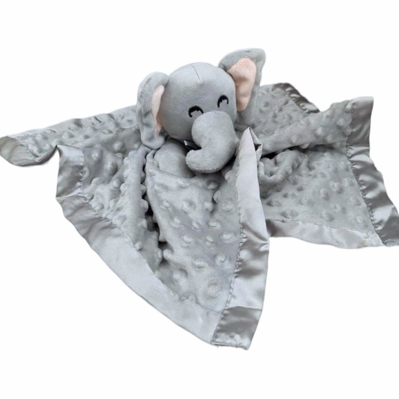 Pro Goleem Elephant Lovey Gray Grey Minky Dot Unisex Crinkle Ears Satin Back 16” - Picture 3 of 13